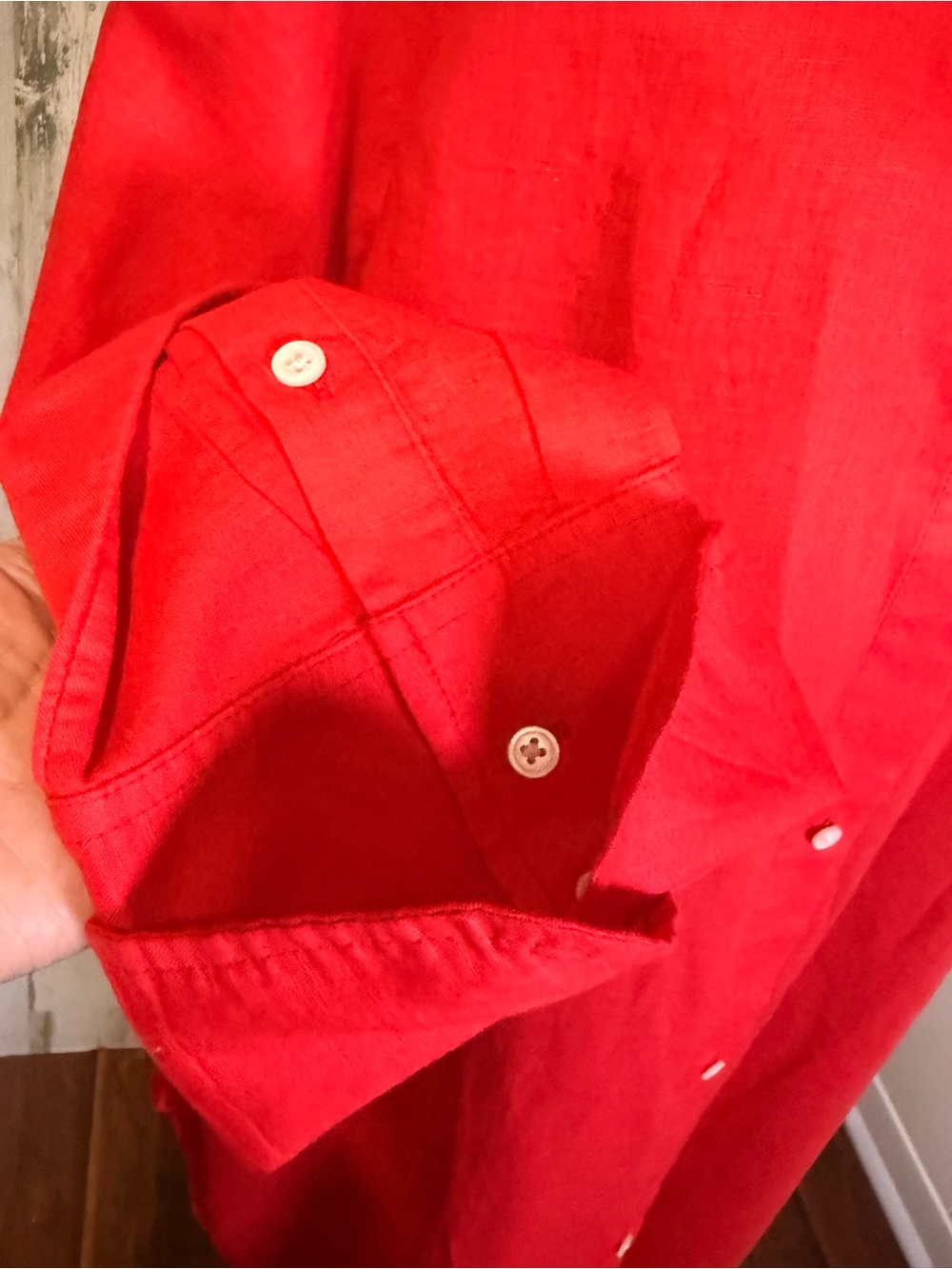 J.Crew Orange Red Linen Button-Down Long Shirt Dress Tunic Size XL - Picture 6 of 13